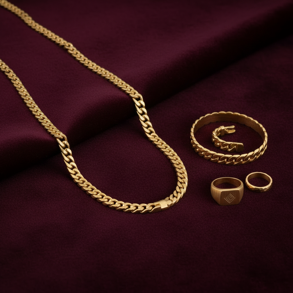Men's Jewelry - Burgundy Background